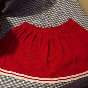 Chic Red Pleated Skater Skirt